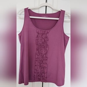 Ann Taylor Magenta Ruffle Sleeveless Top